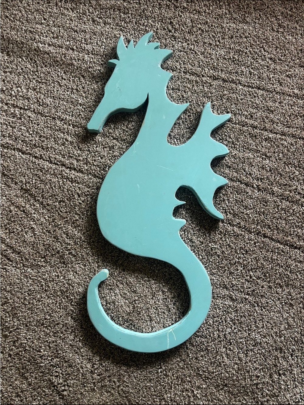 Teal Seahorse Wall Accent - Coastal Wooden Decor